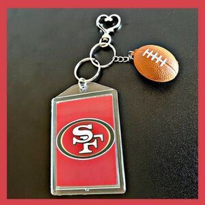*30off3*SF 49ers Football Keychain includes Heart Shape Silver Medal Spring Snap